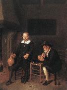 BREKELENKAM, Quiringh van Interior with Two Men by the Fireside f